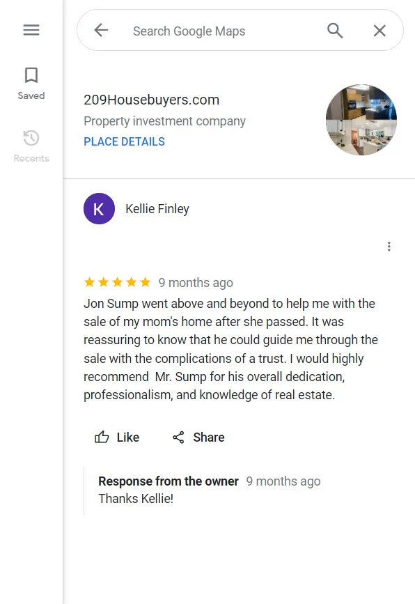 209 House Buyers-Google My Business- reviews
