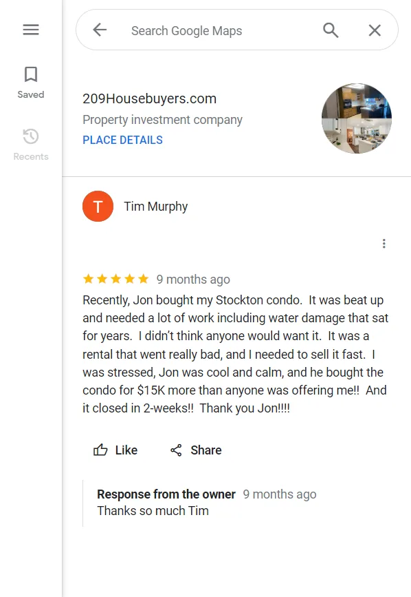 Google My Business- reviews-209 House Buyers